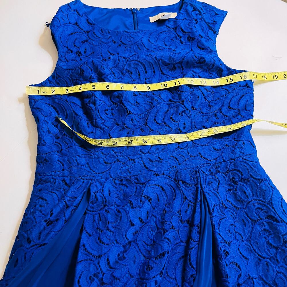 Aidan Mattox Lace Inverted Pleat Sleeveless Dress Size 8 Blue - Picture 7 of 8